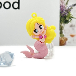 Желтый Пвх пластиковый брелок, с железным кольцом, русалка, желтые, кулон: 5.5x4.4 см