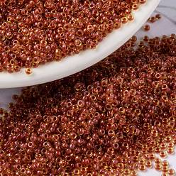 (RR235) Sparkling Dark Coral Lined Topaz AB Миюки круглые бусины рокайль, японский бисер, (rr 235) сверкающий топаз с подкладкой из темного коралла ab, 15/0, 1.5 мм, Отверстие : 0.7 мм , около 27777 шт / 50 г