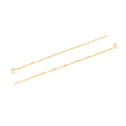 Golden 925 Sterling Silver Ear Thread, Ball Drop Long Chain Tassel Dangle Stud Earrings for Women, Golden, 80mm, Pin: 0.7mm