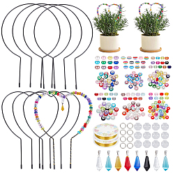 (52) Непрозрачная лаванда Набор для самостоятельного выращивания растений, включая полимерные и акриловые европейские бусины, Медная проволока, стекло подвеска, растения железного воздуха стоят, подвески из акрилового соединителя, 304 кольца прыжок из нержавеющей стали, разноцветные, 13.5x8 мм, отверстие : 5.7 мм