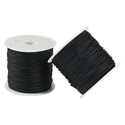 Black 2 Rolls Nylon Chinese Knot Cord, Nylon Jewelry Cord for Jewelry Making, Black, 0.8mm, about 41.56~43.74 yards(38~40m)/roll