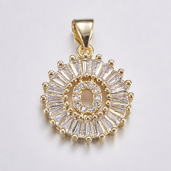 Letter O Долговечные покрытые и стойки латунные микропроволочные кубические буквы из циркония, плоско-круглые, реальный 18 k позолоченный, letter.o, 19x15.5x2.5 мм, отверстие : 3.5x4 мм