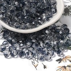 Прусский Синий Прозрачные цвета стеклянные круглые бусины, круглое отверстие, граненые, берлинская лазурь, 6x5.5 мм, отверстие : 1.2 мм, Около 2000 шт / фунт