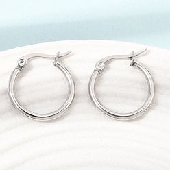 Platinum 201 Stainless Steel Hoop Earrings, with 304 Stainless Steel Pin, Platinum, 20x19x2mm