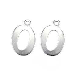 Нержавеющая Сталь Цвет Устойчивые к потускнению 304 подвески-буквы из нержавеющей стали, letter.o, цвет нержавеющей стали, 14x9x0.8 мм, отверстие : 1 мм