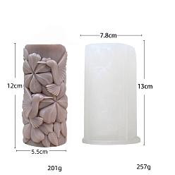 Белый Формы для свечей из пищевого силикона, для изготовления свечей, колонна с цветком и цветком, белые, 78x130 мм