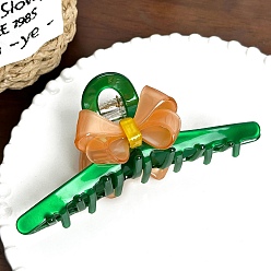 Зеленый Заколки-клочья из ацетата целлюлозы с бантом, аксессуары для волос для женщин и девочек, зелёные, 128 мм