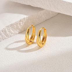 Ring Классические модные латунные серьги-кольца для женщин, реальный 18 k позолоченный, кольцо, 17x13 мм