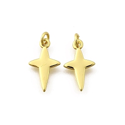 Настоящее золото 18K Латунные подвески, крест прелести, стойки покрытие, прочное покрытие, без кадмия и без свинца, с целью перехода в кольце, реальный 18 k позолоченный, 14x8.5x1.5 мм, отверстие : 2 мм