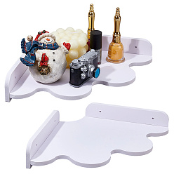 White Cloud Shape Wood Wall-mounted Storage Rack, White, 236x236x8mm