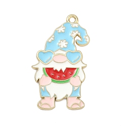 Hat Пасхальные подвески из эмали, чары гнома, золотой свет, Небесно-голубой, 34x20x1 мм, отверстие : 1.8 мм