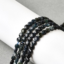 Черный Нити бусин из окрашенного натурального турмалина, граненый квадратный разрез, плоско-круглые, чёрные, 4x2.5 мм, отверстие : 0.7 мм, около 111 шт / нитка, 15.24'' (38.7 см)