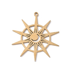 Золотой 201 подвески из нержавеющей стали, солнечные чары, золотые, 30x26.5x1 мм, отверстие : 1.4 мм