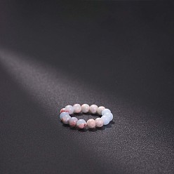 Шушан Камень Эластичные кольца из натурального камня Шоушань, круглые, бусины : 4 мм, внутренний диаметр: регулируемый