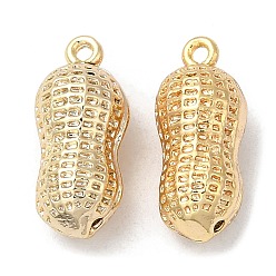 Real 18K Gold Plated Brass Pendants, Nickel Free, Peanut Charm, Real 18K Gold Plated, 16.5x7mm, Hole: 1mm