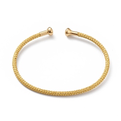 Gold Braided Carbon Steel Wire Bracelet Making, with Golden Plated Brass End Caps, Gold, 0.25cm, Inner Diameter: 2-3/8 inch(6.1cm)