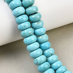 Небесно-голубой Бусины из натуральной бирюзы , гладкая рондель, голубой, 10x5~6 мм, отверстие : 1 мм, около 32~36 шт / нитка, 7.28''~7.68'' (18.5~19.5 см)