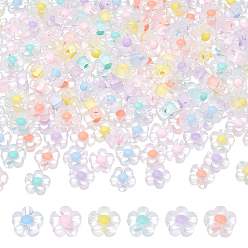 (52) Непрозрачная лаванда 300 шт. матовые прозрачные акриловые бусины, бусина в бусине, цветок, разноцветные, 12x12.5x6 мм, отверстие : 3 мм