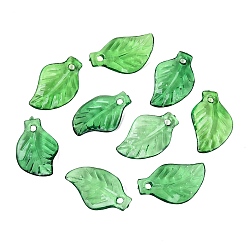 Темно-Зеленый Прозрачные акриловые подвески, лист, темно-зеленый, 20x13x4 мм, отверстие : 2 мм, Около 1660 шт / 500 г