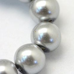 Dark Gray Baking Painted Pearlized Glass Pearl Round Bead Strands, Dark Gray, 4~5mm, Hole: 1mm, about 210pcs/strand, 31.4 inch