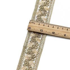 White Embroidery Polyester Ribbon, Jacquard Ribbon, Garment Accessories, Floral, White, 1-5/8 inch(40mm), 15 yards/roll