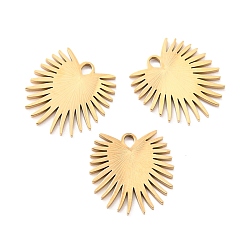 Золотой Ионное покрытие (ip) 316 хирургические подвески из нержавеющей стали, ручная полировка, лист, золотые, 15.5x15x1 мм, отверстие : 1.6 мм