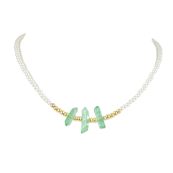 Pale Green ABS Plastic Imitation Pearl Beaded Necklaces,  Natural Quartz Crystal Points Bead Necklaces, Dyed, Pale Green, 16.85 inch(42.8cm)