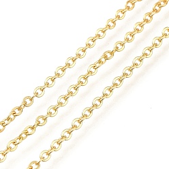 Настоящее золото 18K Медные кабельные цепи, без кадмия, без никеля и без свинца, с катушкой, несварные, реальный 18 k позолоченный, 2.5x2x0.4 мм, около 32.81 футов (10 м) / рулон