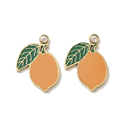 Лимон 304 прелести нержавеющей стали, с эмалью, ионное покрытие (ip), реальный 18 k позолоченный, лимон, 14x10x1 мм, отверстие : 1.4 мм