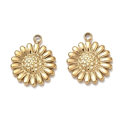 Flower 304 Stainless Steel Pendants, Ion Plating(IP), Real 18K Gold Plated, Flower, 12x9.5x1.5mm, Hole: 1.2mm