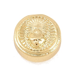 Сердце Религиозные латунные бусы, долговечный, плоско-круглые, стойки покрытие, без свинца и без кадмия, реальный 18 k позолоченный, святое сердце, 10x5 мм, отверстие : 1.6 мм