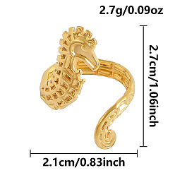 Sea Horse Морские животные 304 открытые кольца манжеты из нержавеющей стали, золотые, морской конек, 27 мм, внутренний диаметр: 21 мм