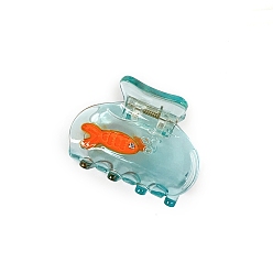 Оранжевый Заколки для волос с когтями из ацетата целлюлозы (смола), рыба, оранжевые, 46x35 мм