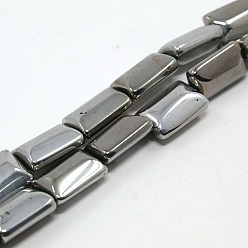 Platinum Plated Electroplated Natural Agate Beads Strands, Rectangle, Platinum Plated, 14x10x6mm, Hole: 1mm, about 28pcs/strand, 16 inch