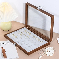 Others Bamboo & Velet Jewelry Storage Box, Rectangle, for Rings, 35x24x5cm