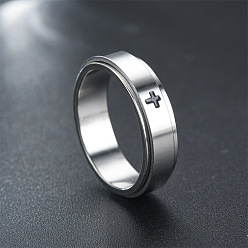 Нержавеющая Сталь Цвет Крестообразный узор 304 вращающиеся кольца для пальцев из нержавеющей стали, цвет нержавеющей стали, 6 мм, размер США 9 (18.9 мм)
