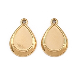 Настоящее золото 18K 304 Настройки кабошон из нержавеющей стали кулон, слезинки, ионное покрытие (ip), реальный 18 k позолоченный, лоток : 12.5x9.5 мм, 18x13x2.5 мм, отверстие : 1.2 мм