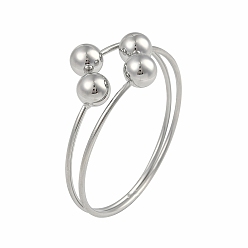 Платинированный Круглые латунные открытые браслеты-манжеты для женщин, Реальная платина, внутренний диаметр: 2-3/8 дюйм (6 см)