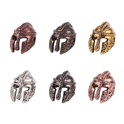 Mixed Color Tibetan Style Alloy Gladiator Helmet Beads, Mixed Color, 15x10x9mm, Hole: 2mm