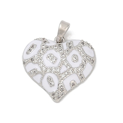 Сердце Латунные микро проложить кубического циркония подвески, с эмалью, сердце, 19x20x5 мм, отверстие : 4.5x3 мм