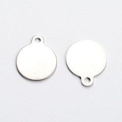 Stainless Steel Color Stainless Steel Stamping Blank Tag Pendants, Flat Round, Stainless Steel Color, 22x18x1mm, Hole: 2mm