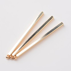 Light Gold Латунные подвески, стойки покрытие, прямоугольные, золотой свет, 40x2x2 мм, отверстие : 1 мм