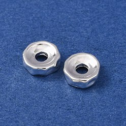 Серебро Сплавочные бусины, плоско-круглые, долговечный, стойки покрытие, серебряные, 8x3 мм, отверстие : 2 мм