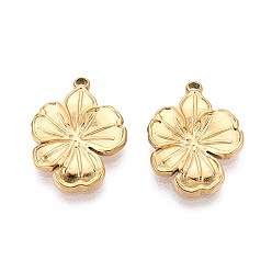 Настоящее золото 18K 304 из нержавеющей стали цветочные кулоны, ионное покрытие (ip), реальный 18 k позолоченный, 16x12x2 мм, отверстие : 1.2 мм