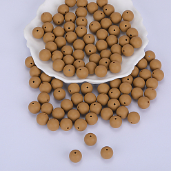 Peru Round Silicone Focal Beads, Chewing Beads For Teethers, DIY Nursing Necklaces Making, Peru, 15mm, Hole: 2mm