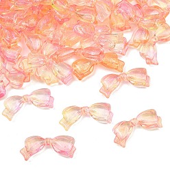 Light Salmon Two-Tone Transparent Acrylic Beads, Bowknot, with Glitter Powder, Light Salmon, 14x29x6mm, Hole: 1.6mm, about 450pcs/500g