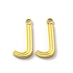 Letter J 304 Edelstahl Anhänger, Brief Reize, Buchstaben j, 14.5x7x1.5 mm, Bohrung: 1.6 mm