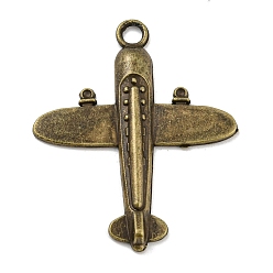 Antique Bronze Alloy Pendants, Cadmium Free & Lead Free, Airplane Charm, Antique Bronze, 44.5x37x3mm, Hole: 3.5mm, about 322pcs/1000g