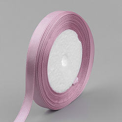 Pale Violet Red High Dense Single Face Satin Ribbon, Polyester Ribbons, Pale Violet Red, 1/4 inch(6~7mm), about 25yards/roll, 10rolls/group, about 250yards/group(228.6m/group)