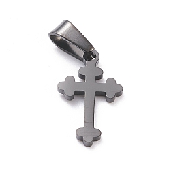 Electrophoresis Black 304 подвески из нержавеющей стали, лазерная резка, крестик, ионное покрытие (ip), электрофорез черный, 19x11.5x1.5 мм, отверстие : 3.5x7 мм